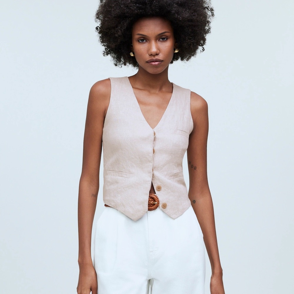 Madewell Linen Sleeveless Vest Top